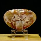 617G Natural Sakura Agate Cherry Blossom Heart Quartz Crystal Hand Carved Gift