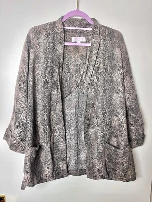 GHARANI STROK Leopard Print 100% Linen Draped Open Jacket Blazer Size M UK 12 - Image 1 of 4