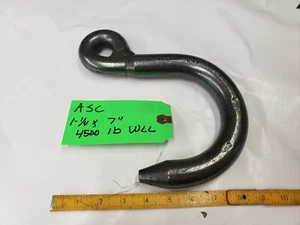 ASC 4500 lb Gancio a J per Sollevamento Fonderia in Acciaio Portata 1-1/4" x 7" MADE USA - Foto 1 di 6