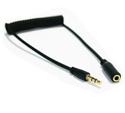 3 Pole 3.5mm Female to Male Headphone Stereo Audio Extension Spring Coiled Cable - Image 1 of 3