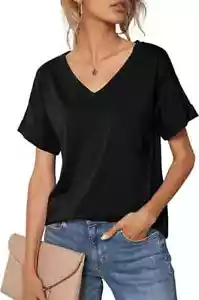 Women's Short Sleeve Blouse V-Neck Shirts Loose Casual Tee T-Shirt - Picture 1 of 1