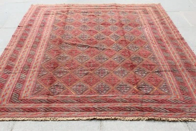 Vintage Hand Made Afghan Mushvani Oriental Red Wool Large Carpet 282x198cm - Image 1 of 4