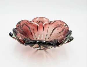 Art Glass Amethyst Hand Blown Bowl Bullicante Vase Candy Dish - Picture 1 of 15