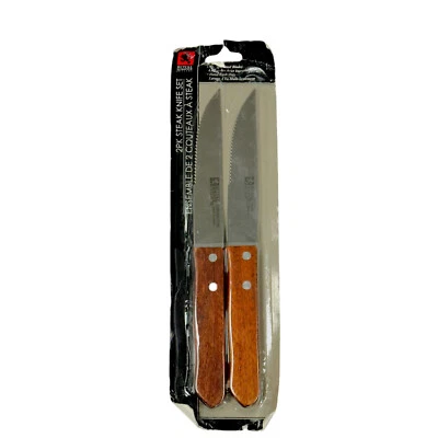 Juego de cuchillos para carne de acero inoxidable Royal Norfolk Cutlery, mango de madera, 2 piezas Foto 1 de 4