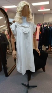 ANTIQUE VTG Era Unknown Handmade White Cotton Nightgown With Embroidered Name - Picture 1 of 12