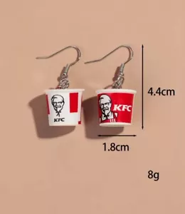 Divertidos, Comida Rápida, Pendientes Cubo Pollo KFC, Nuevos - Imagen 1 de 4