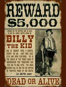 BILLY THE KID PHOTO WANTED POSTER 1881 WILLIAM BONNEY HENRY MCCARTY 8X10 REPRINT - Picture 1 of 3