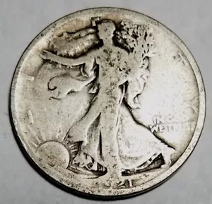 Medio dólar 1921 50C Walking Liberty - ¡Buen envío gratuito a EE. UU. 90% llave plateada! - Imagen 1 de 2