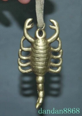 3.2" Tibet bronze Gilt exorcism ward off evil spirits Scorpion amulet pendant - Image 1 of 4