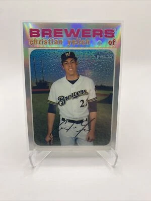 2020 Topps Heritage Chrome Refractor Christian Yelich 294/571 Brewers - Image 1 of 3