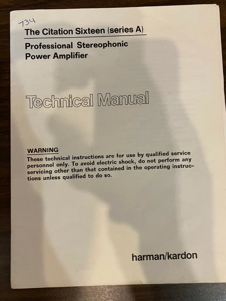 Manual de servicio HARMAN KARDON SIXTEEN CITATION 16 (SERIE A) LIBRO O PDF Foto 1 de 1