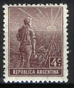 Argentinien 1912-13, 4c Bauer und aufgehende Sonne postfrisch, Mi 170XC Perf 13,5 - Bild 1 von 2