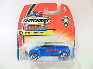 MATCHBOX HERO CITY 'OPEL FROGSTER, BLUE ' 1:56 MIB/BOXED/CARDED/SHORT CARD - Picture 1 of 5