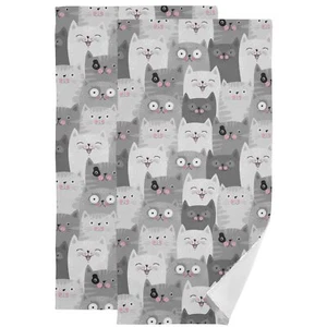 Cute Cats Gray Hand Bath Towel Shower Towels Set Kitty Funny Pets Kitchen Han... - Picture 1 of 7