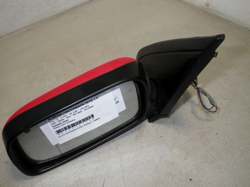 Außenspiegel elektrisch Standard links elektr./rot+schwarz  ALMERA I HATCHBACK - Bild 1 von 1