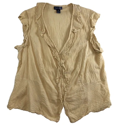 Blusa Venezia Jeans para mujer sin mangas talla 18/20 con volantes abotonados EE. UU. NUEVA SIN ETIQUETAS Foto 1 de 4