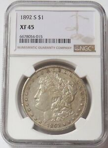 1892 S SAN FRANCESCO USA SILVER MORGAN $1 DOLLAR COIN NGC EXTREMELY FINE 45