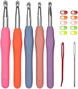 Crochet Hooks Set, Size 6.5Mm 7.0Mm 8.0Mm 9.0Mm 10.0Mm Soft Handles Large Croche - Picture 1 of 6
