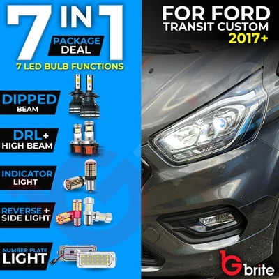 Ford Transit Custom 2012+ Led Headlight Package Dipped Beam Drl Reverse Bulbs - Image 1 of 4