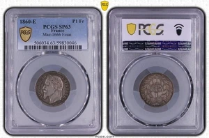 France - Napoléon III - Essai 1 franc 1860 - PCGS SP63 - Picture 1 of 1