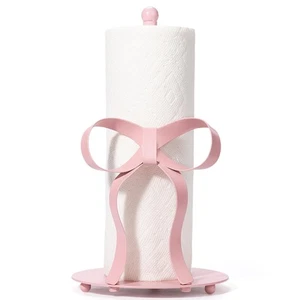 Toallero de papel con lazo rosa - Toallero de papel con acento de lazo, rosa K... - Imagen 1 de 7