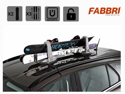 PORTASCI E SNOWBOARD UNIVERSALE MAGNETICO DA TETTO CON DOPPIO ANTIFURTO KOLUMBUS - Immagine 1 di 4