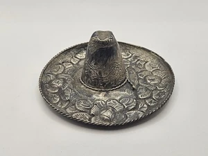 Sombrero de plata esterlina 925 vintage México grande 4,5 pulgadas sombrero joyería bandeja para llaves - Imagen 1 de 11