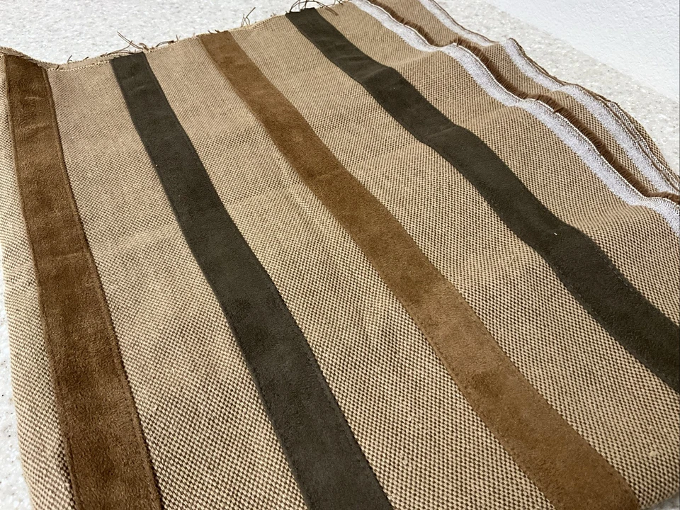 Designer Fabric Remnant Browns Suede Texture Stripe 54” X 34” - Image 1 of 4