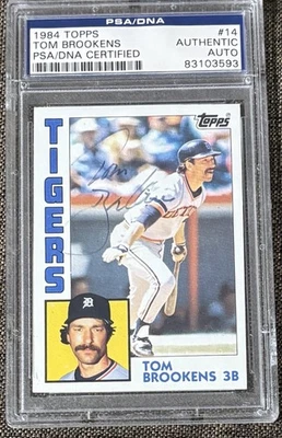 1984 TOPPS BASEBALL AUTOGRAPHED TOM BROOKENS CARD #14 PSA/DNA AUTHENTIC AUTO - Image 1 of 2