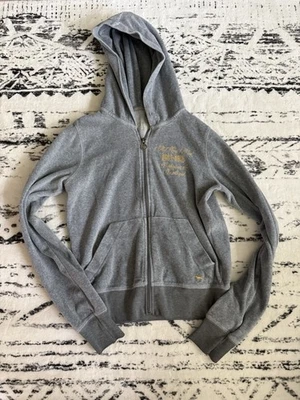 VS PINK Y2K Vintage Gris Terciopelo Cremallera Phi Beta Rosa Foto 1 de 4