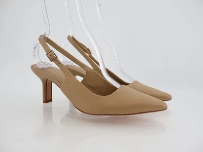 Vince Pandora-B Leather Slingback Pumps Womens 9 M Tan Beige Pointed Kitten Heel - Image 1 of 4