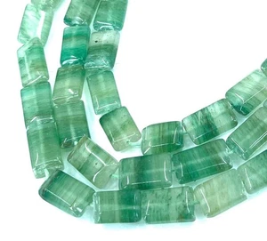 10x7mm Natural Green Flourite Rectangle Gemstone Beads Full Strand 15" - Picture 1 of 4