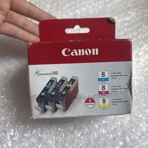 Genuine Canon CLI-8 Tri Color Ink Cartridges damage box .  - Picture 1 of 8