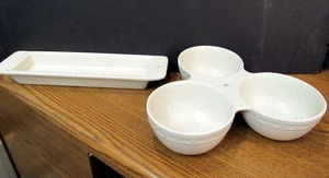 VINTAGE LOT OF 2 NORA FLEMING STONEWARE CRACKER DISH AND TRIPLE CAND (EZS003424) - Picture 1 of 10
