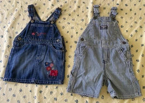 Two Oshkosh B'Gosh Overalls 1 Skirt 1 Short Size 18 months *pre-owned* - Picture 1 of 15