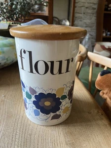 Tarro de almacenamiento vintage grande Fieldings Crown Devon años 60 bote harina - Imagen 1 de 6