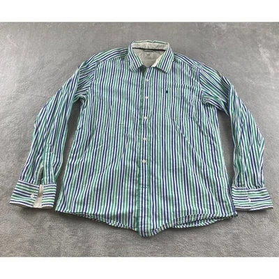 Lee Striped Button Up Shirt Blue Green White Long Sleeve Casual Womens XL - Image 1 of 4
