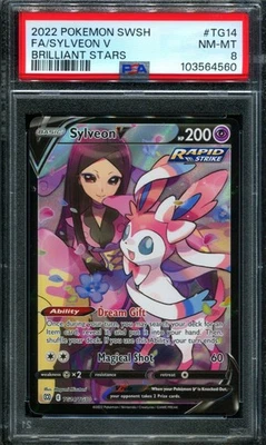 PSA 8 Sylveon V TG14/TG30 Brilliant Stars Alt Art Pokemon Card - Image 1 of 2