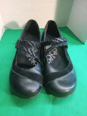 Zapatos Aetrex para mujer talla 7 negros Mary Jane correa trenzada cuero superior EF450W Foto 1 de 4