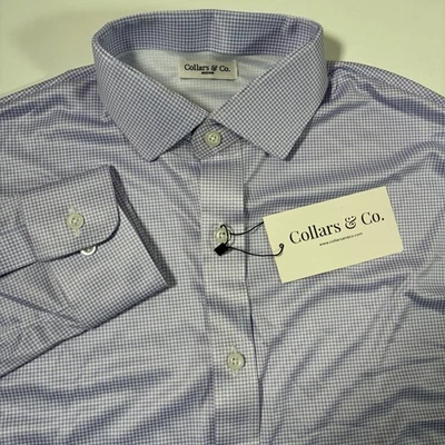 NUEVO Collars and Co. Camisa de vestir mediana púrpura pata de gallo geométrica con botones Foto 1 de 4