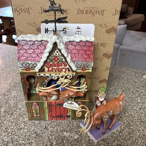 Jim Shore Workshop Of Claus Series SANTA’S LIVERY Elf With Deer Stable HUGE - Picture 1 of 24