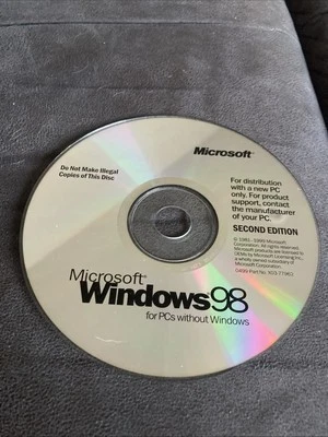 Microsoft Windows 98 (Microsoft, 1998, CD-ROM) No Key Included - Pre-Owned  - Image 1 of 2