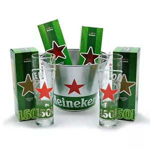 Heineken Glass Gift Set - 4 He150ken Anniversary Glasses & Ice Bucket - Picture 1 of 7