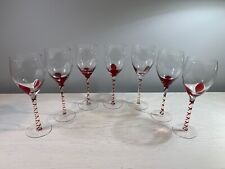 Pier 1 Imports Red Dot Swirl Ribbon Wine Glasses, Set Of 7