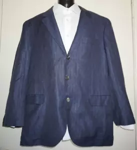 Brunello Cucinelli Prince of Wales Blazer Size 42 S Blue Linen Wool Silk Italy - Picture 1 of 14
