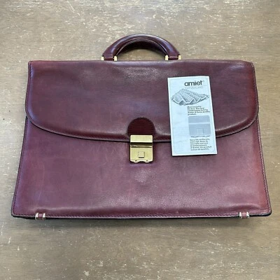 Maleta expansível Amiet Suíça couro borgonha 16” acessório combo trava - Imagem 1 de 4