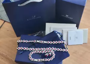 Swarovski Tennis Set. Halskette Armband und Ohrringe rhodiniert im Gif - Bild 1 von 14