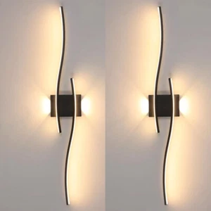 Modern LED Wall Light Warm White Wall Lamp Curved Living Room Bedroom Sconce - Picture 1 of 17