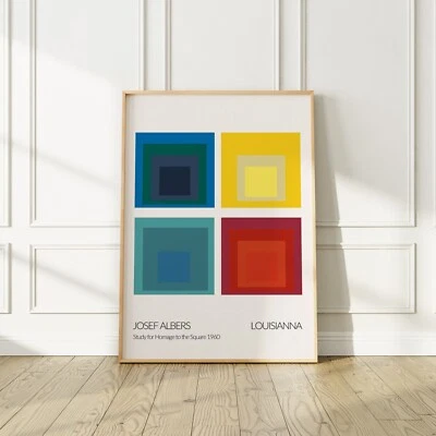 POSTER PRINT GANG Josef Albers "Homage to the Square" 1960 Louisianna Exhibition Poster, 4 Sizes