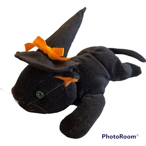 "Sombrero de brujas gato negro relleno de felpa Holloween 7""" - Imagen 1 de 4